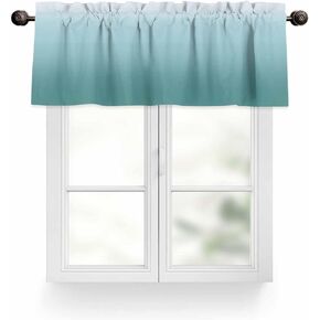 Kitchen Valance for Windows, Turquoise Stone Gradient Teal Rod Pocket Valances Short Curtain, Abstract Art Window Topper for Bedroom Living Room Bathroom,1 Panel,54x18In in Saudi Arabia
