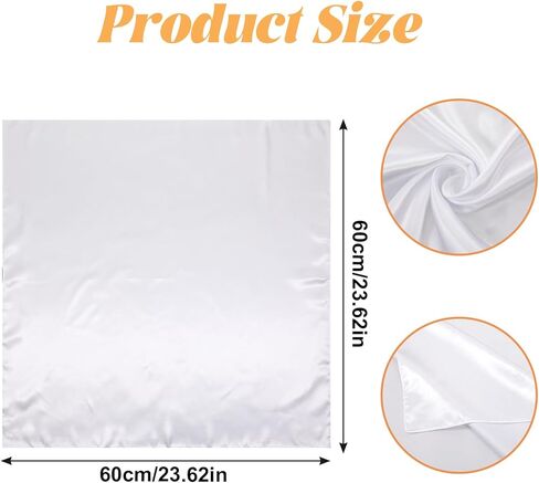White Silk Feeling Scarf for Women, 23.6 Inch Square Head Scarves Satin Bandana Retro Purse Scarf for Handbags Neck Scarves for Costume Accessory in Kuwait