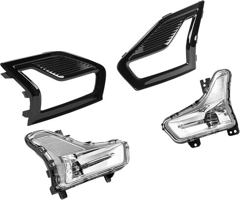 زوج Hecasa LED LED LID Light & Pozel متوافق مع استبدال Ford Fusion 2019-2020 لـ FO2593252 FO2592252 مجموعة مصباح الضباب مجموعة محطات الصدمات الأمامية in Saudi Arabia
