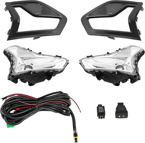 زوج Hecasa LED LED LID Light & Pozel متوافق مع استبدال Ford Fusion 2019-2020 لـ FO2593252 FO2592252 مجموعة مصباح الضباب مجموعة محطات الصدمات الأمامية in Saudi Arabia