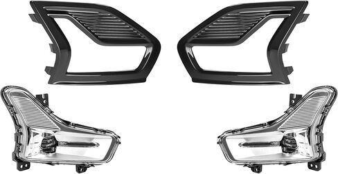 زوج Hecasa LED LED LID Light & Pozel متوافق مع استبدال Ford Fusion 2019-2020 لـ FO2593252 FO2592252 مجموعة مصباح الضباب مجموعة محطات الصدمات الأمامية in Saudi Arabia