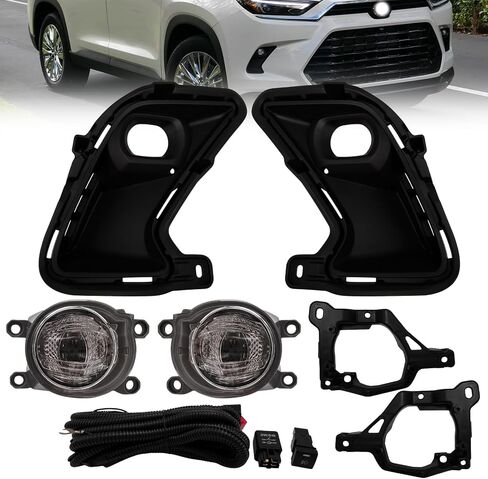 LED Fog Lights For Toyota Grand Highlander 2024 2025 Front Bumper Fog Lamp Assembly With Bezels Harness Switch in Kuwait