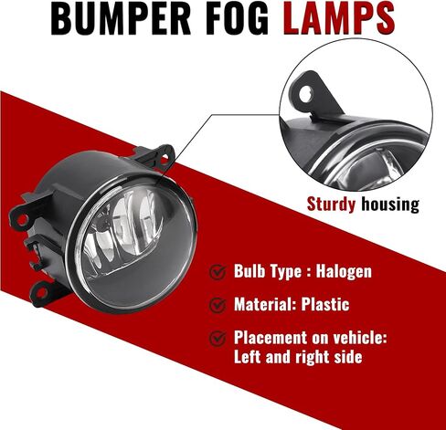 HECASA 2PC FOG LIGHT متوافق مع 2005-2024 FORD FOCUS C-MAX Explorer Fiesta Freestyle Fusion Mustang Ranger Taurus X Connec in Saudi Arabia
