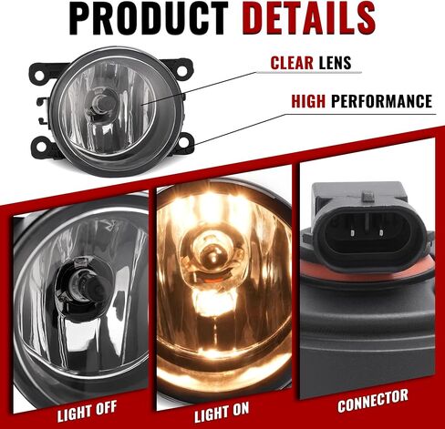 HECASA 2PC FOG LIGHT متوافق مع 2005-2024 FORD FOCUS C-MAX Explorer Fiesta Freestyle Fusion Mustang Ranger Taurus X Connec in Saudi Arabia