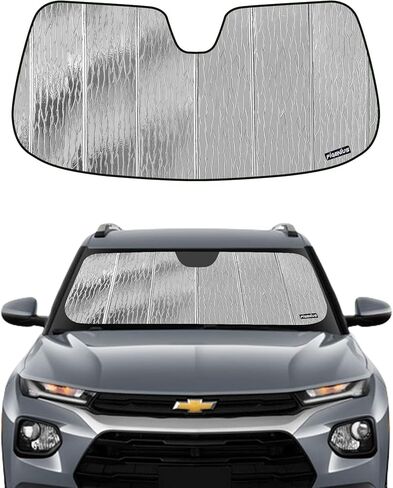 Windshield Sun Shade for Chevy Trailblazer 2021-2023,Front Window Sunshade Shield,2-in-1 Reflective Sun Shade,Silver for Summer, Black for Winter in Saudi Arabia