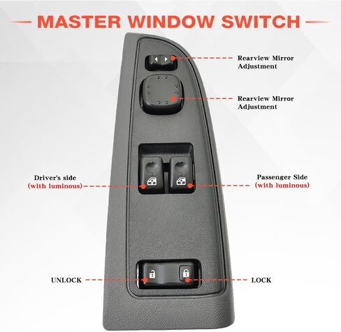 15883318 Front Driver Side Power Window Switch and Bezel Driver Side W/0 NO Folding Mirror Compatible with 2003-2007 Chevy Silverado & GMC Sierra 1500/2500/3500, Replaces# DWS-226, 920-023 in Kuwait