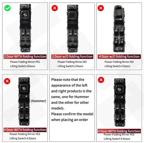15883318 Front Driver Side Power Window Switch and Bezel Driver Side W/0 NO Folding Mirror Compatible with 2003-2007 Chevy Silverado & GMC Sierra 1500/2500/3500, Replaces# DWS-226, 920-023 in Kuwait