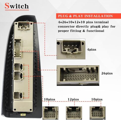 15883318 Front Driver Side Power Window Switch and Bezel Driver Side W/0 NO Folding Mirror Compatible with 2003-2007 Chevy Silverado & GMC Sierra 1500/2500/3500, Replaces# DWS-226, 920-023 in Kuwait