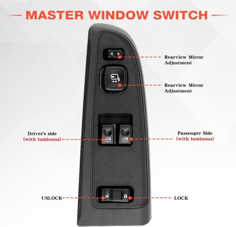 15883318 Front Driver Side Power Window Switch and Bezel Driver Side W/0 NO Folding Mirror Compatible with 2003-2007 Chevy Silverado & GMC Sierra 1500/2500/3500, Replaces# DWS-226, 920-023 in Kuwait