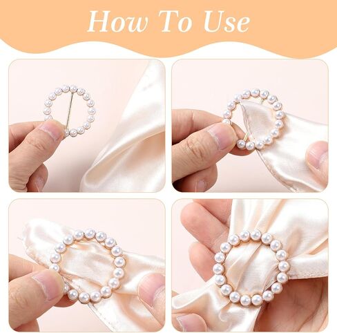 5PCS Scarf Ring Clip, Metal Pearl Rhinestone Scarf Rings for Women Loose Clothes Scarves Buckle Tshirt Ties Rings Tightener, Clothing Stylish Accessories in Saudi Arabia