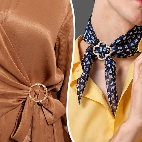 5PCS Scarf Ring Clip, Metal Pearl Rhinestone Scarf Rings for Women Loose Clothes Scarves Buckle Tshirt Ties Rings Tightener, Clothing Stylish Accessories in Saudi Arabia