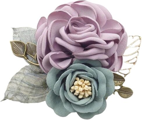 Fabric Rose Flower Brooch for Women,Vintage Satin Layered Flowers Lapel Pins Statement Irregular Handmade Brooch Fashion Wedding Party Jewelry in Kuwait