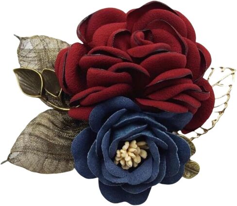 Fabric Rose Flower Brooch for Women,Vintage Satin Layered Flowers Lapel Pins Statement Irregular Handmade Brooch Fashion Wedding Party Jewelry in Kuwait