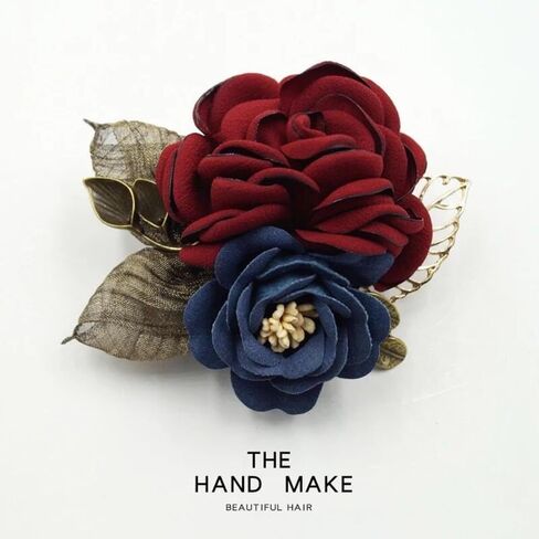 Fabric Rose Flower Brooch for Women,Vintage Satin Layered Flowers Lapel Pins Statement Irregular Handmade Brooch Fashion Wedding Party Jewelry in Kuwait