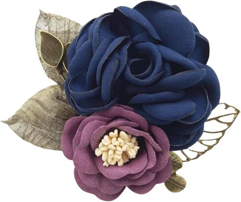 Fabric Rose Flower Brooch for Women,Vintage Satin Layered Flowers Lapel Pins Statement Irregular Handmade Brooch Fashion Wedding Party Jewelry in Kuwait