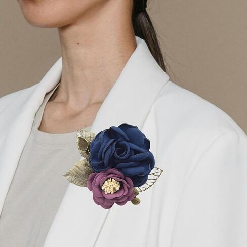 Fabric Rose Flower Brooch for Women,Vintage Satin Layered Flowers Lapel Pins Statement Irregular Handmade Brooch Fashion Wedding Party Jewelry in Kuwait