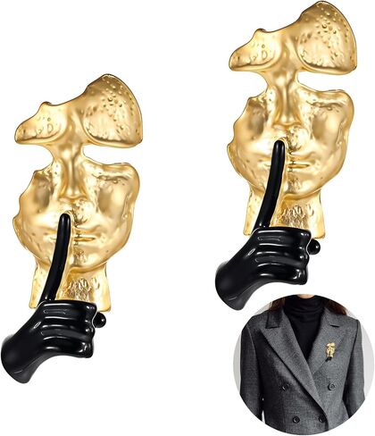 2 Pcs Gold Mask Pin Set Vintage Abstract Art Brooches Lapel Pins for Blazers Hats Scarves Bags Jackets Gift for Collectors Birthday Anniversary Wedding Parties Special Occasions Accessory in Saudi Arabia