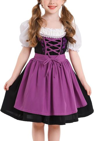 Bavarian Oktoberfest Costume Outfit Girls German Dirndl Beer Costume Dress Halloween German Maid Cosplay Dress Kids in Kuwait