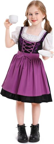 Bavarian Oktoberfest Costume Outfit Girls German Dirndl Beer Costume Dress Halloween German Maid Cosplay Dress Kids in Kuwait