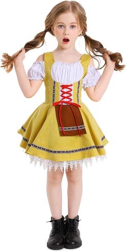 Bavarian Oktoberfest Costume Outfit Girls German Dirndl Beer Costume Dress Halloween German Maid Cosplay Dress Kids in Kuwait