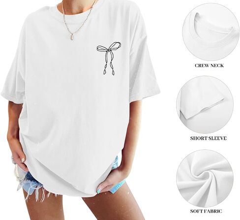 Faith Over Fear Shirt Oversized Christian Cute Bow Shirts for Women Bible Verse Religious Tshirts Coquette Tops in Kuwait