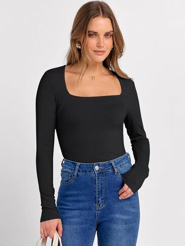 anrabess womens long speed just staps lebbed knit slim fit قمصان الأساسية tee 2025 خريف ملابس أنيقة القمصان غير الرسمية in Saudi Arabia