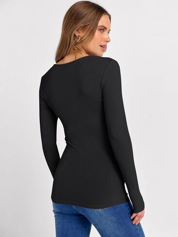 anrabess womens long speed just staps lebbed knit slim fit قمصان الأساسية tee 2025 خريف ملابس أنيقة القمصان غير الرسمية in Saudi Arabia