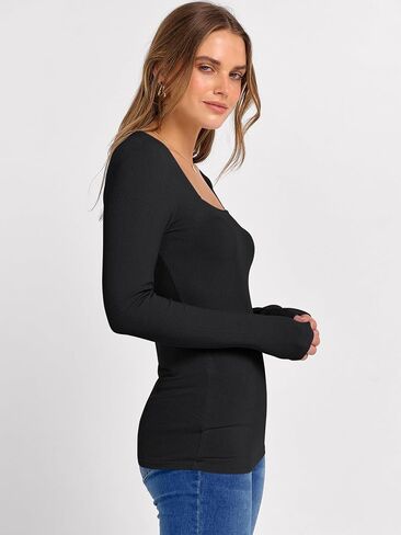 anrabess womens long speed just staps lebbed knit slim fit قمصان الأساسية tee 2025 خريف ملابس أنيقة القمصان غير الرسمية in Saudi Arabia