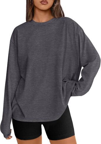 Reoria Women Women Long Long Sleeve T-Shirt Crewneck Fall Tee Tee Basic Parice Top Top Estrendy Complements 2025 in Saudi Arabia