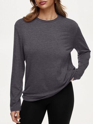 Reoria Women Women Long Long Sleeve T-Shirt Crewneck Fall Tee Tee Basic Parice Top Top Estrendy Complements 2025 in Saudi Arabia