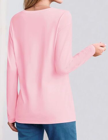 Yucolen Womens Long Sleeve Dorts Cotton V Tops Drock Counte Contter Disual Fall T Rosit in Kuwait