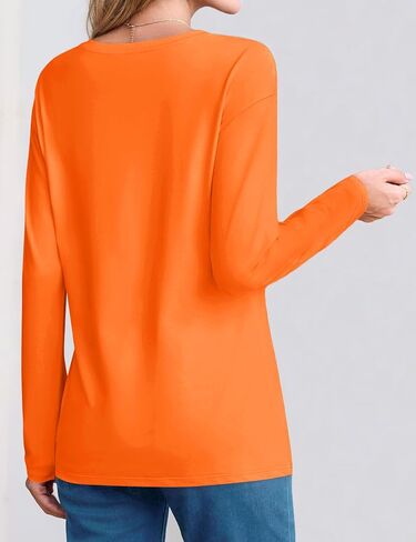 Yucolen Womens Long Sleeve Dorts Cotton V Tops Drock Counte Contter Disual Fall T Rosit in Kuwait