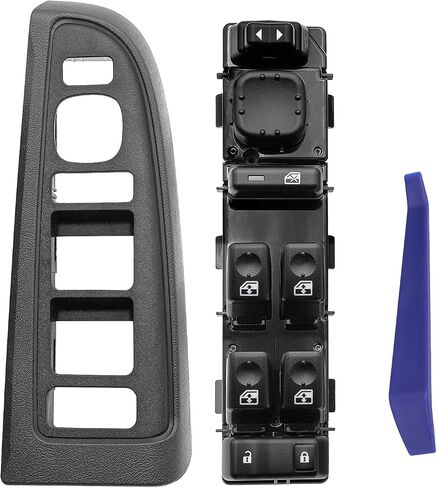 Master Power Window Switch Control Button & Bezel Compatible with 2003-2007 Chevrolet Silverado Avalanche Suburban Tahoe, GMC Sierra Yukon, Cadillac Escalade, Replaces 15883323, DWS220 in Saudi Arabia