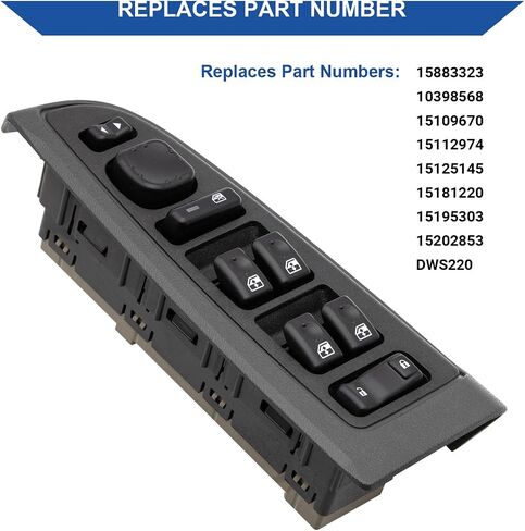 Master Power Window Switch Control Button & Bezel Compatible with 2003-2007 Chevrolet Silverado Avalanche Suburban Tahoe, GMC Sierra Yukon, Cadillac Escalade, Replaces 15883323, DWS220 in Saudi Arabia