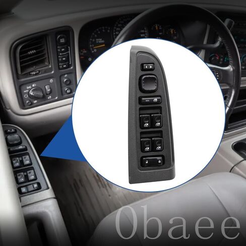 Master Power Window Switch Control Button & Bezel Compatible with 2003-2007 Chevrolet Silverado Avalanche Suburban Tahoe, GMC Sierra Yukon, Cadillac Escalade, Replaces 15883323, DWS220 in Saudi Arabia
