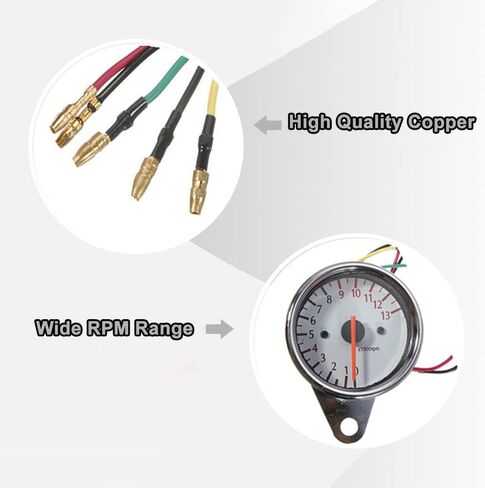0-13000 Motorcycle Tachometer, Tach RPM-Gauge Counter Universal RPM Meter Tachometer Counter, Universal Fits Most Motorcycle in Saudi Arabia