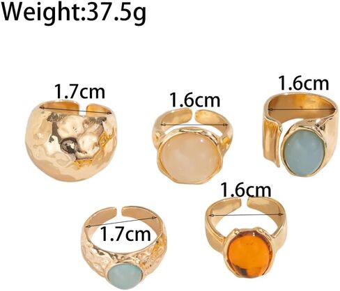Chunky Gold Ring Set for Women Stackable Thick Acrylic Knuckle Rings Pack 5Pcs Hammered Resin Open Statement Rings Stack Trendy Jewelry Accessories in Kuwait