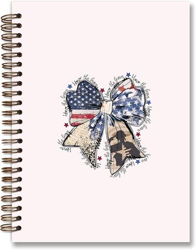 Coquette Blue White Red Bow Procal Notes ، Day Independence Day Journal Gifts for Women ، 4th of July Gifts for Women ، College stralcover sporal notebook 5.5x8.3 in Kuwait