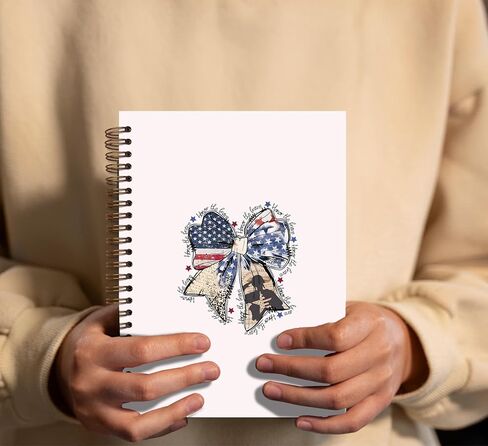 Coquette Blue White Red Bow Procal Notes ، Day Independence Day Journal Gifts for Women ، 4th of July Gifts for Women ، College stralcover sporal notebook 5.5x8.3 in Kuwait