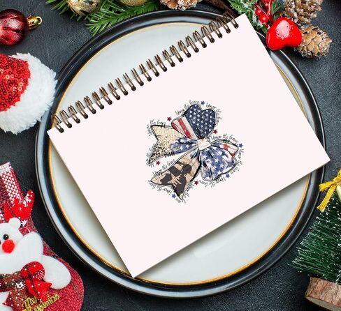 Coquette Blue White Red Bow Procal Notes ، Day Independence Day Journal Gifts for Women ، 4th of July Gifts for Women ، College stralcover sporal notebook 5.5x8.3 in Kuwait