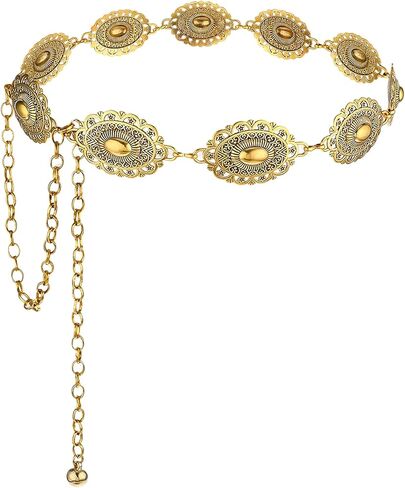 Bewudy Western Chain Belt, Women Boho Chain Belts Vintage Metal Waist Chains Belt for Women Dresses Jeans Adjustable in Saudi Arabia