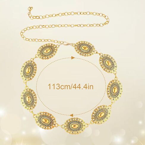 Bewudy Western Chain Belt, Women Boho Chain Belts Vintage Metal Waist Chains Belt for Women Dresses Jeans Adjustable in Saudi Arabia