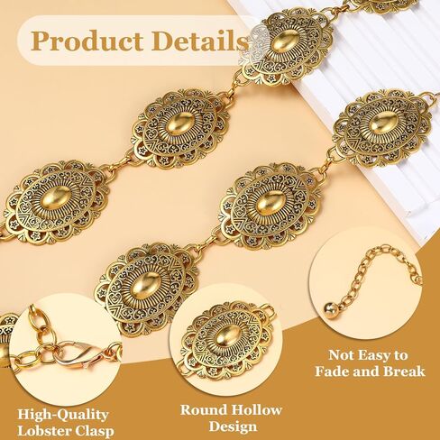 Bewudy Western Chain Belt, Women Boho Chain Belts Vintage Metal Waist Chains Belt for Women Dresses Jeans Adjustable in Saudi Arabia