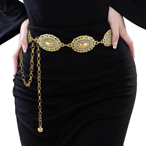 Bewudy Western Chain Belt, Women Boho Chain Belts Vintage Metal Waist Chains Belt for Women Dresses Jeans Adjustable in Saudi Arabia