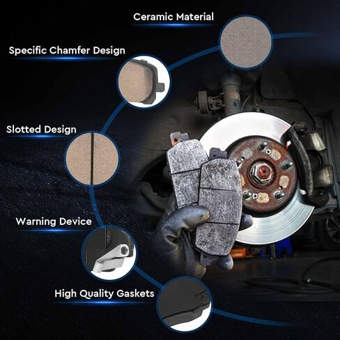 Front Semi-metallic Disc Brake Pads Set for Pontiac Vibe, Toyota Corolla, Toyota Matrix(Exc 2007-2008 XRS Model) 2003 2004 2005 2006 2007 2008, 4PCS(With Hardware) in Saudi Arabia
