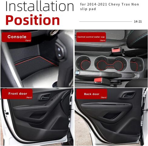 Auovo Anti-dust Mats for Chevy Trax Accessories 2014-2023 Custom Interior Cup Holder Inserts Door Pockets Liners 21pcs (Red) in Saudi Arabia
