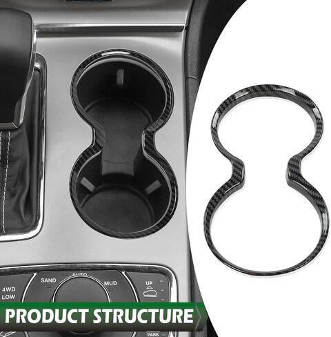 GRAND ORANGE Gear Shift Cup Holder Cover Trim Bezel Carbon Fiber Compatible with Jeep Grand Cherokee 2011-2021 in Saudi Arabia