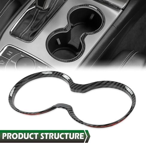 GRAND ORANGE Gear Shift Cup Holder Cover Trim Bezel Carbon Fiber Compatible with Jeep Grand Cherokee 2011-2021 in Saudi Arabia