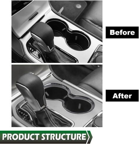 GRAND ORANGE Gear Shift Cup Holder Cover Trim Bezel Carbon Fiber Compatible with Jeep Grand Cherokee 2011-2021 in Saudi Arabia
