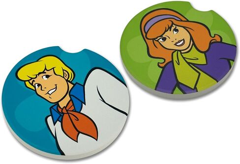 Elektroplate Officially Licensed Scooby-Doo and Shaggy Automotive Ceramic Coasters (2.6" Diameter) | Universal Fit for All Cars, Trucks, SUVs, and More | Absorbent Non-Slip Durable | Set of 2 in Saudi Arabia